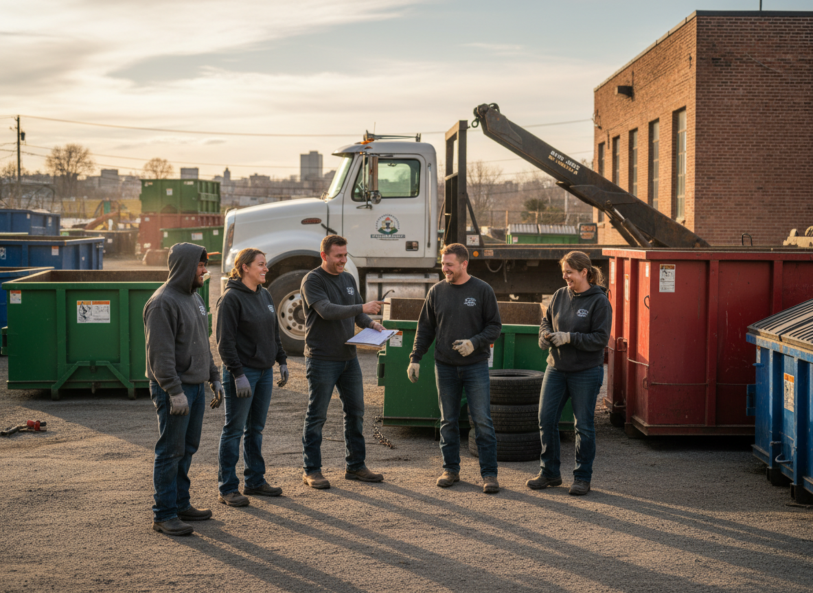 The Silver Dumpster Rental Meriden team at work in Meriden
